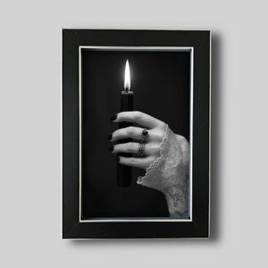 Candle Shadow Picture Frame: Gothic, Dark Academia, Mystical, Wall Decor, Gloomy, Occult, Vintage, Witchy, Goth Victorian Wood Frame