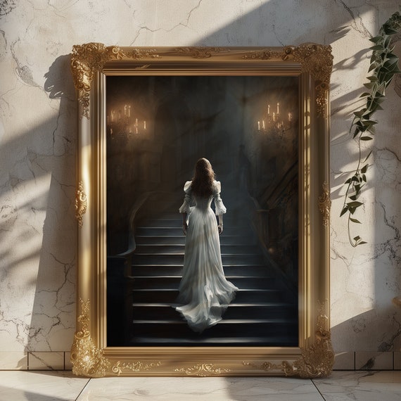 The Woman in the White Dress: Moody Gothic Wall Art, Dark Academia, Vintage  Decor, Dark Aesthetic Art, Gothic Poster, Wall Mural - Etsy