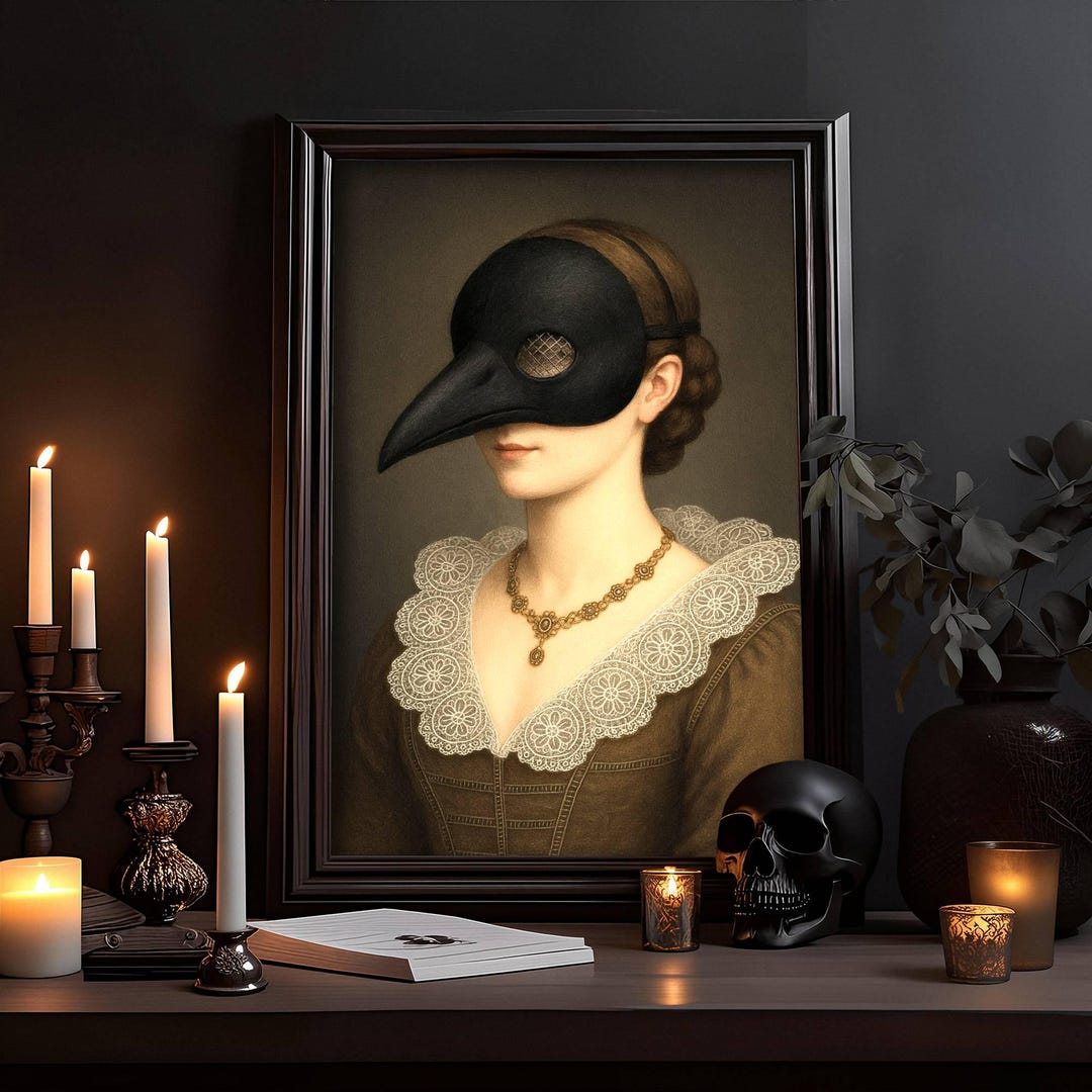 The Raven Lady Art Print in Victorian Gothic Baroque Portrait Style ...