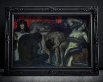 The Horrors of Hell Art Print: Satan, Devil, Gothic Painting, Dark Art, Dark Academia Painting, Horror Poster, Gloomy Wall Art