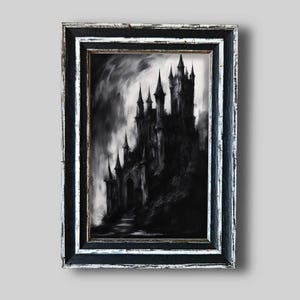 Schattenburg Picture Frame: Gothic, Dark Academia, Gloomy Castle, Mystical, Wall Decor, Occult, Fantasy, Goth Black Vintage Wooden Frame