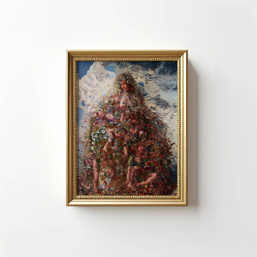 Mother Nature Art Print on High-quality Paper Featuring a Floral ...