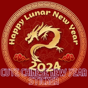 Stickers Nouvel An chinois | Feuille d'autocollants Nouvel an chinois | Feuille d'autocollants Nouvel An lunaire | Autocollants 2024 | Sticker agenda Nouvel an chinois