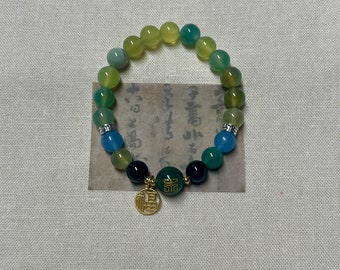 Good Luck Crystal Bracelet Wuxing Green Handcrafted Good Luck Charm Birthstone Bracelet Calming Bracelet