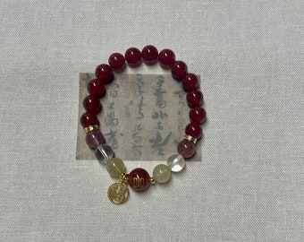 Good Luck Crystal Bracelet Wuxing Red Handcrafted Good Luck Charm Birthstone Bracelet Calming Bracelet