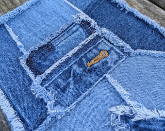 Patchwork Denim Table Runner made from Repurposed Blue Jeans