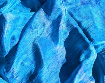 Hand Dyed Silk Scarf/Shawl, Aqua and Blue, Extra Large 33"x 80"