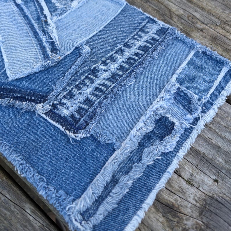 Denim Rag Table Runner Patchwork Denim Table Runner Made From Repurposed Blue Jeans - Etsy