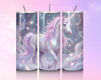 Envoltura para vaso de unicornio místico, diseño delgado de 20 oz (descarga digital PNG)