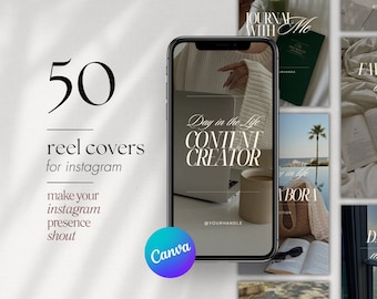 50 modelli di copertina bobina Instagram, copertina bobina creatore di contenuti modificabile in Canva, copertina modello bobina per UGC, copertina estetica bobina Instagram