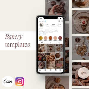 Bakery Instagram Post Templates, Pastry Shop Branding Kit, Cake Business Social Media, Instagram Post & Branding Kit, Bakery Branding Kit