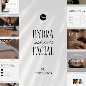 Hydrafacial Instagram Post Templates,  Skincare & Esthetician Social Media, Facial Treatment Posts, Medical Spa Marketing, Editable Canva