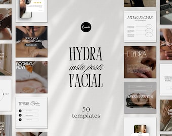 Hydrafacial Instagram Post Templates,  Skincare & Esthetician Social Media, Facial Treatment Posts, Medical Spa Marketing, Editable Canva
