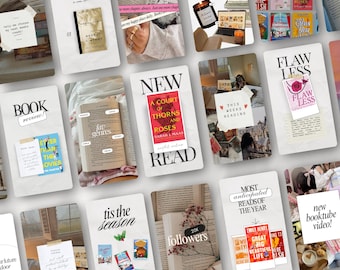 Bookstagram Instagram Story Templates Canva Reel Covers for Book Lovers Reading Review Templates for Author and Book Blogger Bookish Content