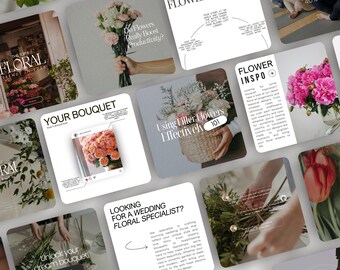 100+ Florist Business Instagram Templates, Flower Shop Social Media Posts, Flower Business Instagram Canva Branding, Wedding Florist Insta