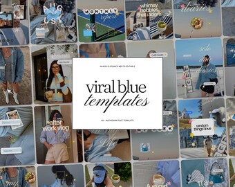 Trendy Instagram Templates for Content Creators UGC Influencer Coaches Viral Social Media Digital Marketing Blue Aesthetic Canva Post Bundle
