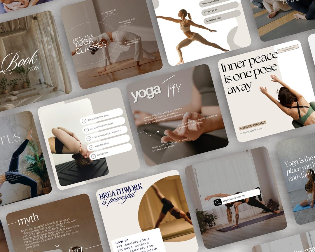 Yoga Instagram Post Templates, Yoga Studio Teacher Social Media ...