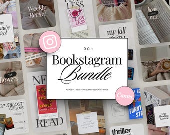 Bookstagram Instagram Bundle Canva Posts & Stories for Book Lovers Reading Review Templates for Author and Book Blogger Bookish Content Kit