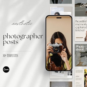 Photography Instagram Post Template, Beige Photographer Canva Social Media Templates, IG Aesthetic Branding, Neutral Photography Business
