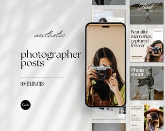 Photography Instagram Post Template, Beige Photographer Canva Social Media Templates, IG Aesthetic Branding, Neutral Photography Business