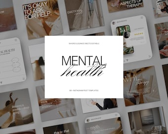 Modelos para Instagram de Terapeutas, Postagens de Psicólogos em Mídias Sociais, Modelos Editáveis para Canva sobre Saúde Mental, Negócios de Aconselhamento, Branding de Terapia