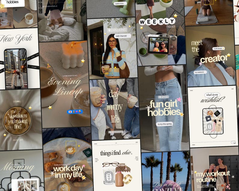 500+ Instagram Canva templates for content creators, influencers, UGC creators, social media managers, coaches, and online businesses featuring trendy Pinterest aesthetics, viral TikTok-inspired layouts, whimsical branding, and matching Instagram posts, Stories, and Reels for creating cohesive, engaging, and professional social media content.
