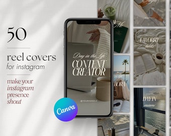 50 modelli di copertina bobina Instagram, copertina bobina creatore di contenuti modificabile in Canva, copertina modello bobina per UGC, copertina estetica bobina Instagram