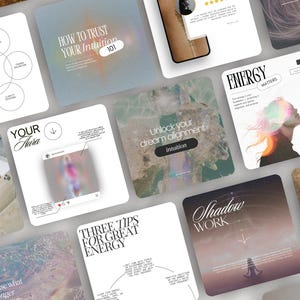 Más de 100 plantillas espirituales de Instagram, coach holístico de Reiki, coach espiritual de salud curativa, publicaciones de Canva sobre sanación energética, publicaciones místicas moradas