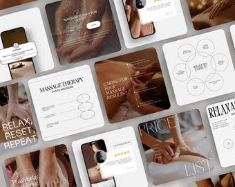 Massage Therapist Instagram Templates, Massage Social Media Posts, Massage Therapy Marketing, Beauty Spa Branding, Editable Canva Posts