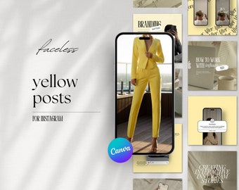 Gelbe Instagram Vorlage, Vorlagen für digitales Marketing, Canva Posts, Engaging Posts Instagram, Gelbe ästhetische Instagram Posts, dfy