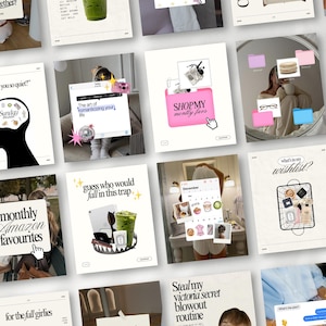 30+ Content Creator Instagram Post Templates for Canva in 1080px x 1350px vertical format. Editable templates in a trendy iOS core and scrapbook aesthetic for influencers, UGC creators, and social media managers. Includes portfolio layouts, content tips, and brand storytelling posts for cohesive, professional feeds.