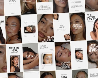 Lash Tech Instagram Story Templates for Beauty Business & Lash Artist Social Media Stories Luxury Scrapbook Lash Extension Canva Bundle