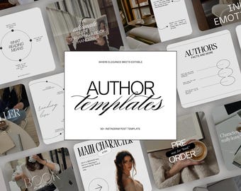 Author Instagram Templates Canva Post for Writer Book Lovers Reading Review Templates for Authors and Book Blogger Book Launch Marketing