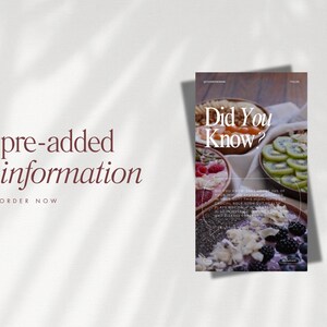 May include: A promotional image with the text "pre-added information" in a burgundy font. A second image shows a bowl of food with the text "Did You Know?" and additional text about gut health.