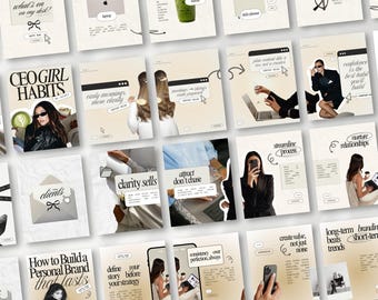 Aesthetic Carousel Templates for Instagram, Social Media Managers Post, Seamless Editable Canva Posts, Trendy Bold Posts, That Girl Tiktok