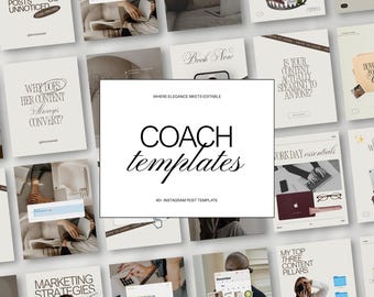 Social Media Manager Instagram Feed Templates for Content Creator, Coaching Business Trending iOS Neutral Beige Digital Marketing Canva Post