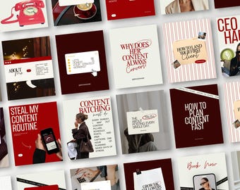 Modelli di coaching Instagram per il marketing digitale, Business Coach IG, Bold Social Media Manager Post bordeaux Post Canva modificabili rosso scuro