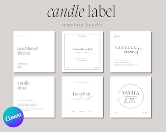 Editable Candle Label Bundle, Custom Candle Labels, Canva Label Template, Modern Candle Label Design, Candle Sticker for Minimalist Business