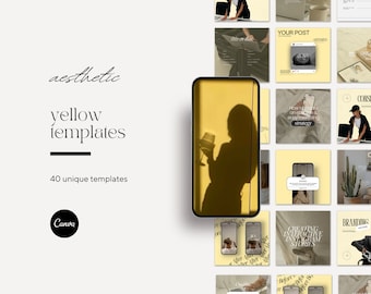 Gelbe Instagram Vorlage, Vorlagen für digitales Marketing, Canva Posts, Engaging Posts Instagram, Gelbe ästhetische Instagram Posts, dfy