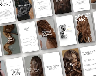 Oltre 100 modelli di storie Instagram per parrucchieri, copertine per reel di parrucchieri/parrucchieri, saloni di parrucchiere/cure e trattamenti, branding sui social media, Canva