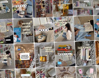 Viral Bookstagram Templates for Bookish Content Creators & Book Lovers Social Media Aesthetic Booktok Posts Trendy Scrapbook Canva Bundle