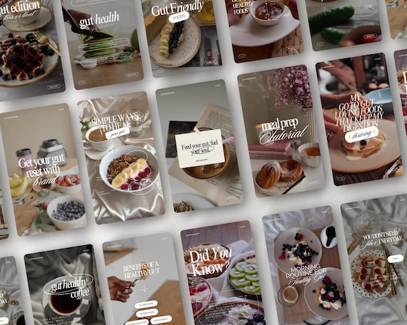 Gut Health Instagram Reels Templates Canva Nutrition Wellness Editable Video Reels for Health Coaches Nutrition Experts and Influencers
