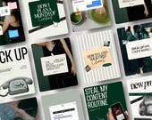 Coaching Instagram Templates for Digital Marketing, Business Coach IG, Bold Social Media Manager Luxury Post Dark Green Editable Canva Post