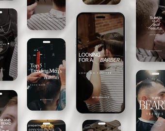 Barber Shop Instagram Video Reels, Men’s Hair Salon Branding, Barber Instagram Reels, Men’s Haircut Reels, Canva Instagram Reels for Men