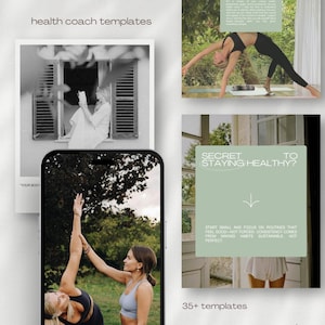 Health Coach & Fitness Instagram Post Template,  Holistic Social Media Branding, Wellness Digital Marketing Posts, Editable Canva Post, Yoga