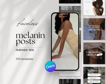 Melanin Instagram Post Templates, Faceless Social Media, Canva (Digital Download)