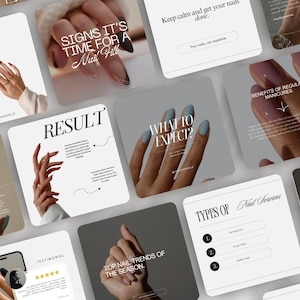 100 Nail Tech Social Media Templates for Instagram, Nail Artist Instagram Post, Manicure Beauty, Nail Tech Post,Aesthetic Instagram Branding