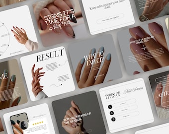 100 Nail Tech Social Media Templates for Instagram, Nail Artist Instagram Post, Manicure Beauty, Nail Tech Post,Aesthetic Instagram Branding