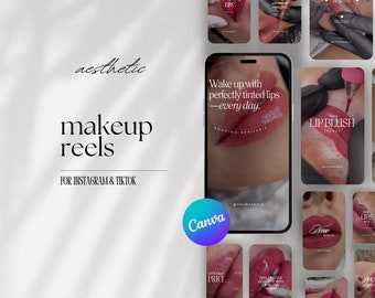 Lip Blush Instagram Post Templates, PMU Social Media (Canva)