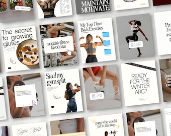 Fitness Instagram Templates for Personal Trainer Nutrition & Fitness Coach Yoga Social Media Posts Pilates Workout, Health, Wellness Canva